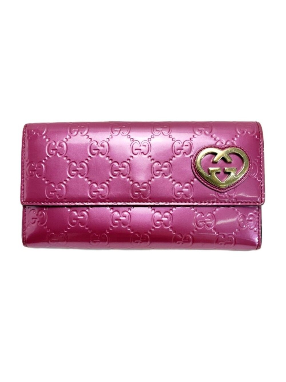 Gucci Brea Heart Patent Pink Wallet